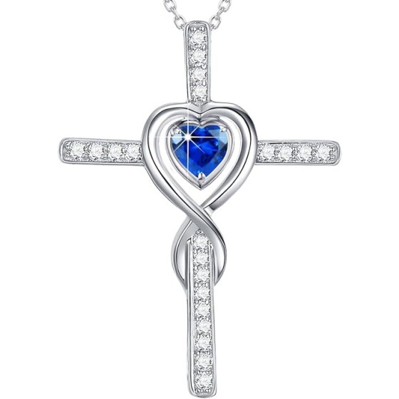 Dorella Love Infinity Necklace for Women Birthday Gifts Wife Mom August September Birthstones Peridot Blue Sapphire and More Stones Jewelry 925 Sterling Silver