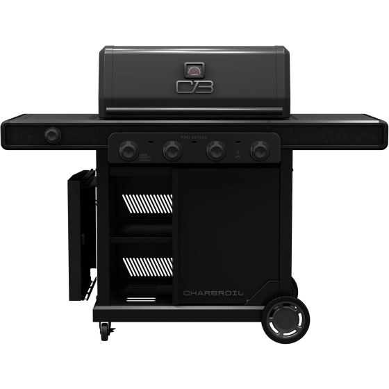 Charbroil Pro Series with Amplifire Infrared Technology 4-Burner Propane Gas Grill Cabinet with Side Burner, Black