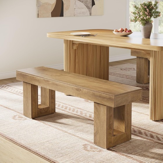 Tribesigns Farmhouse Dining Bench, 47-Inch Wooden Dinner Bench with Sturdy Frame for Dining Room, Kitchen, Restaurant, Easy Assembly